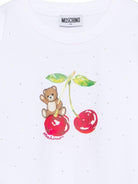 Felpa per bambina Moschino Kids bianca con grafica ciliegia - Rubino Kids