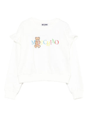 Felpa per bambina Moschino Kids bianca con ruches