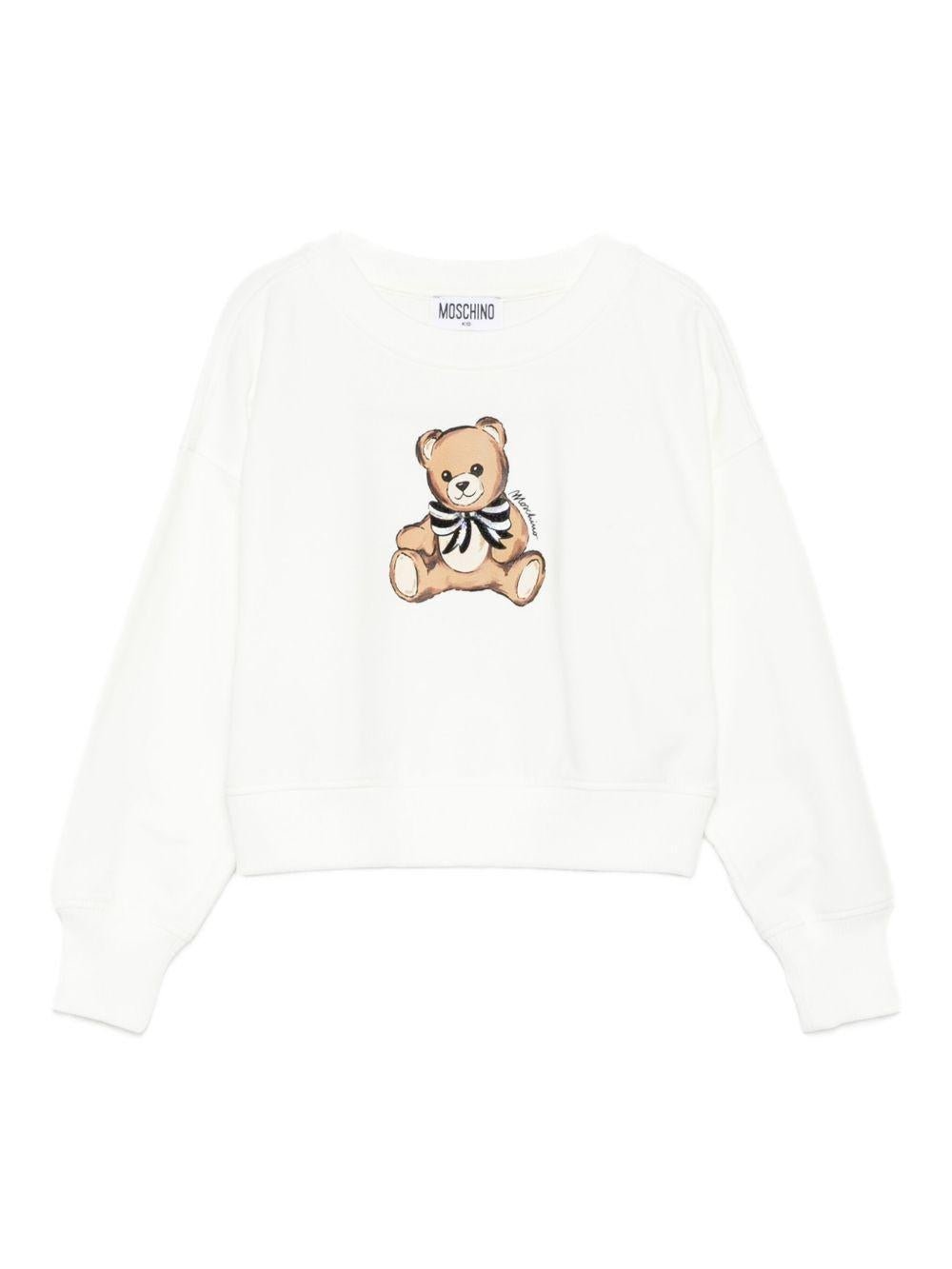 Felpa per bambina Moschino Kids bianca con stampa orso - Rubino Kids