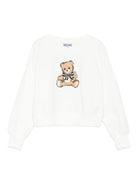 Felpa per bambina Moschino Kids bianca con stampa orso - Rubino Kids