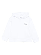 Felpa per bambina Moschino Kids bianco con cappuccio e strass con faccina sorridente - Rubino Kids