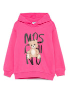 Felpa per bambina Moschino Kids fucsia con cappuccio e stampa Teddy Bear - Rubino Kids