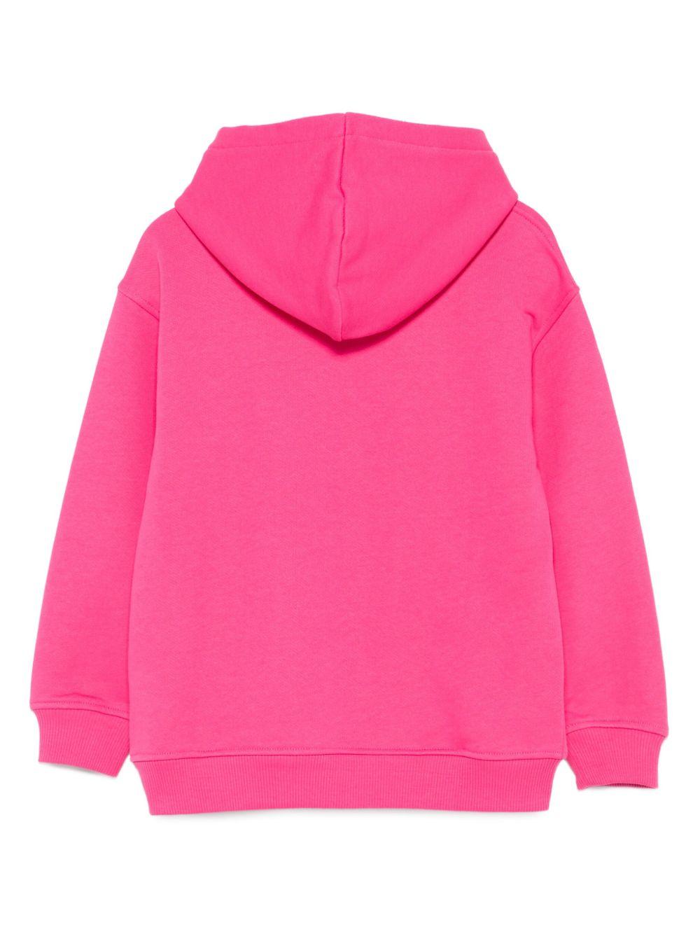 Felpa per bambina Moschino Kids fucsia con cappuccio e stampa Teddy Bear - Rubino Kids