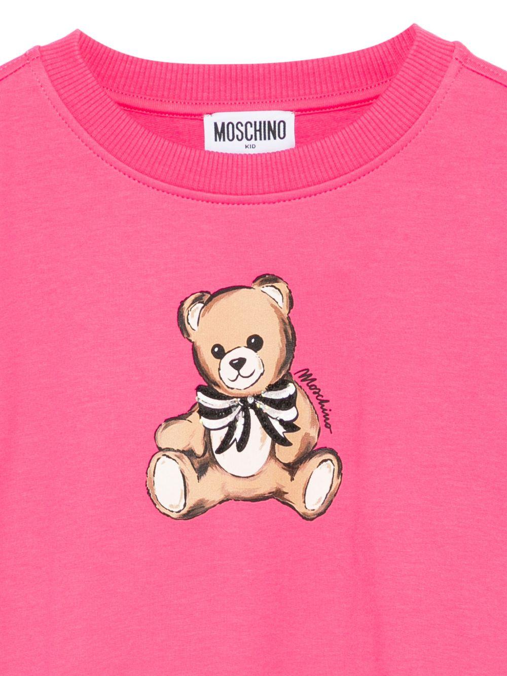Felpa per bambina Moschino Kids fucsia con stampa teddy - Rubino Kids
