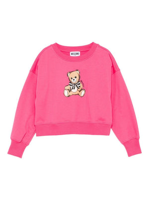Felpa per bambina Moschino Kids fucsia con stampa teddy