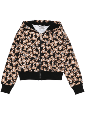 Felpa per bambina Moschino Kids nera con stampa all-over