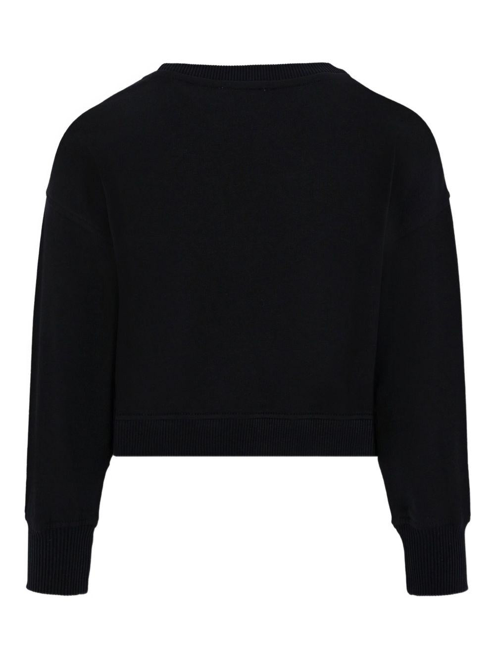 Felpa per bambina Moschino Kids nero con fiocco in raso con paillettes - Rubino Kids