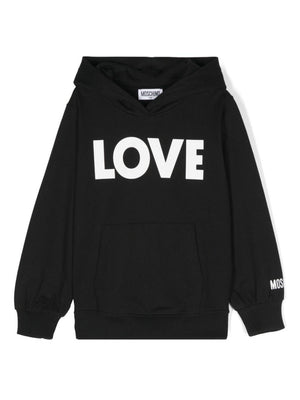 Moschino Kids black sweatshirt for girls with ribbed cuffs