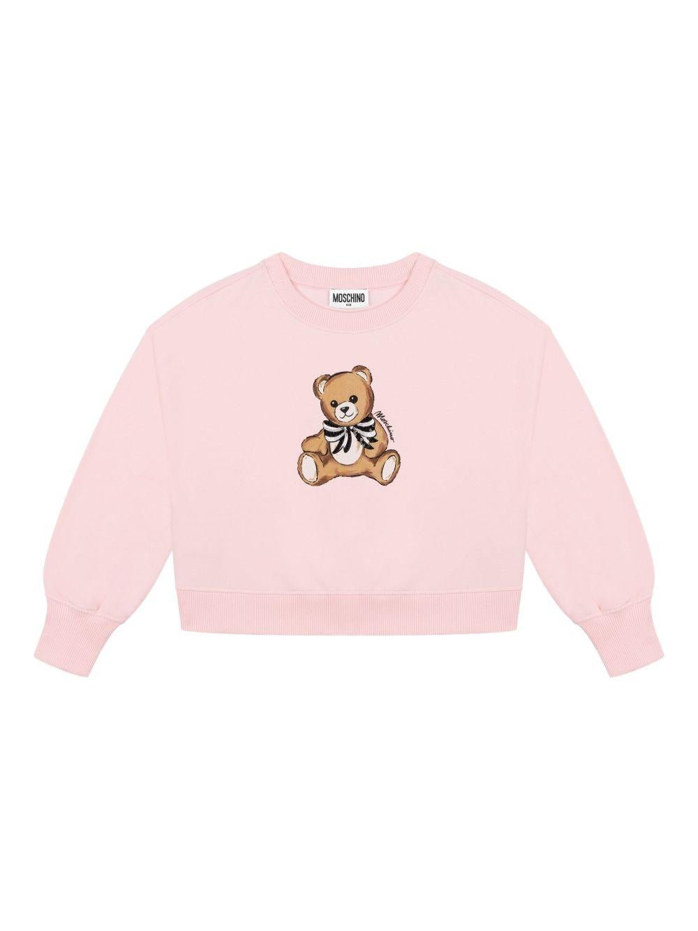 Felpa per bambina Moschino Kids rosa con logo Teddy Bear - Rubino Kids