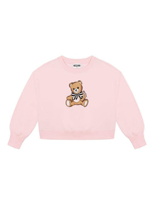 Felpa per bambina Moschino Kids rosa con logo Teddy Bear