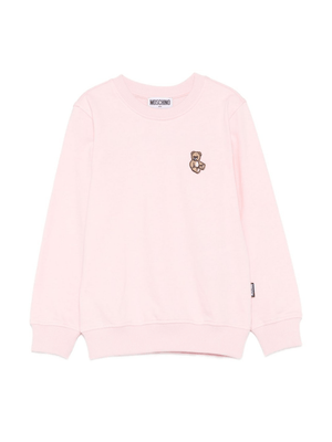 Moschino Kids pink sweatshirt for girls with Teddy Bear logo