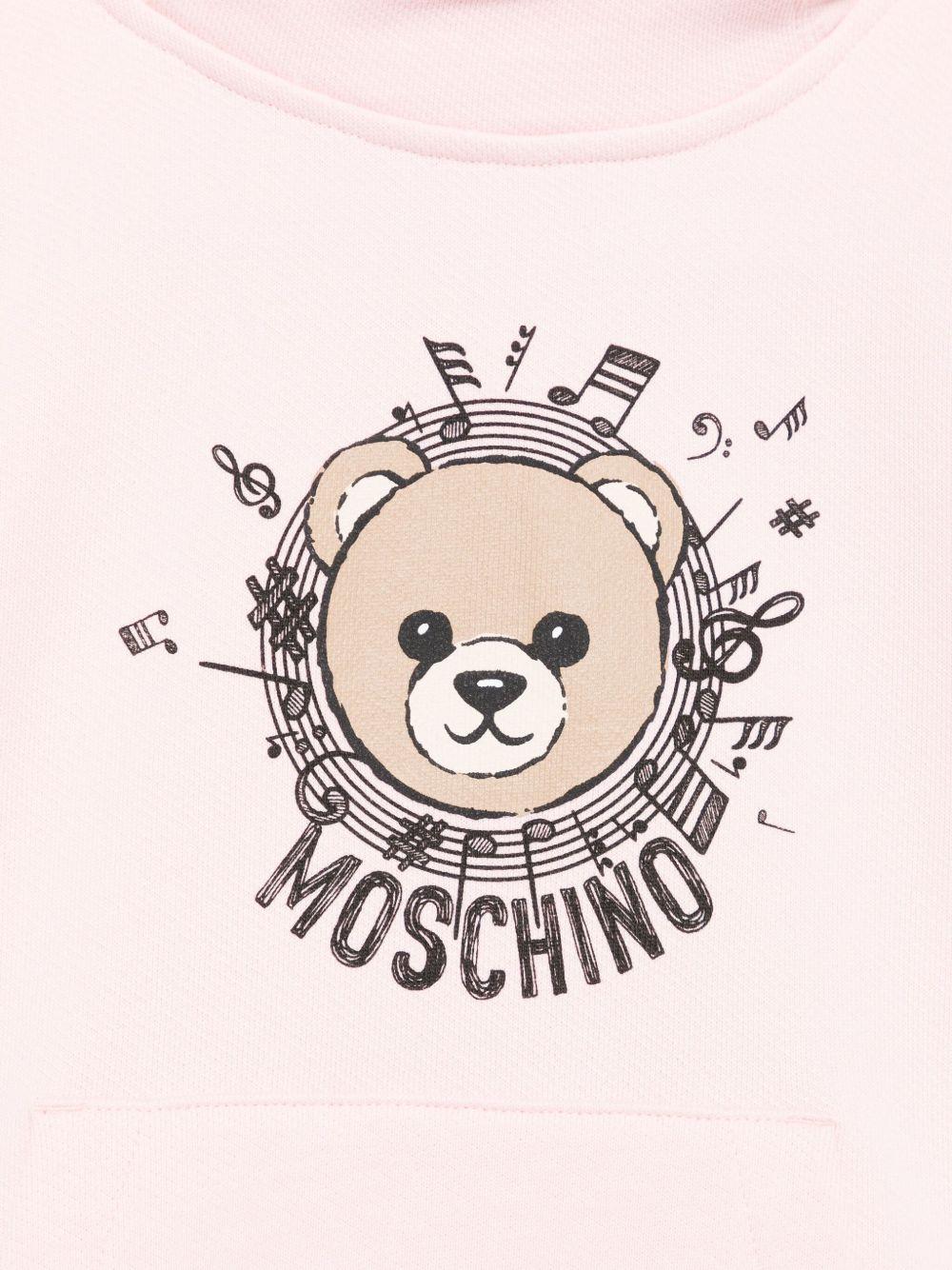 Felpa per bambina Moschino Kids rosa con stampa orsetto e note musicali - Rubino Kids