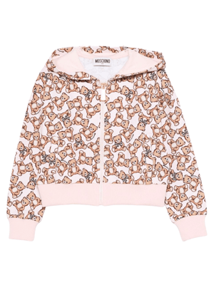 Felpa per bambina Moschino Kids rosa con stampa Teddy Bear all-over