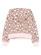 Felpa per bambina Moschino Kids rosa con stampa Teddy Bear all - over - Rubino Kids