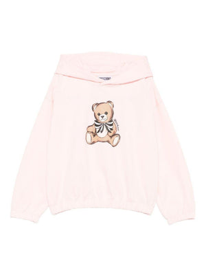 Felpa per bambina Moschino Kids rosa con stampa Teddy Bear
