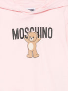 Felpa per bambina Moschino Kids rosa con stampa Teddy e cappuccio - Rubino Kids