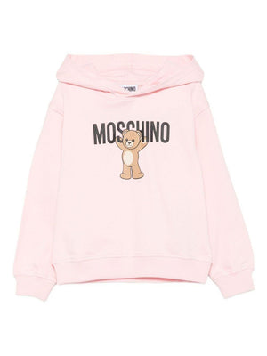 Moschino Kids pink hooded sweatshirt for girls with teddy print