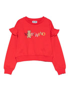 Felpa per bambina Moschino Kids rossa con ricamo orsetto - Rubino Kids