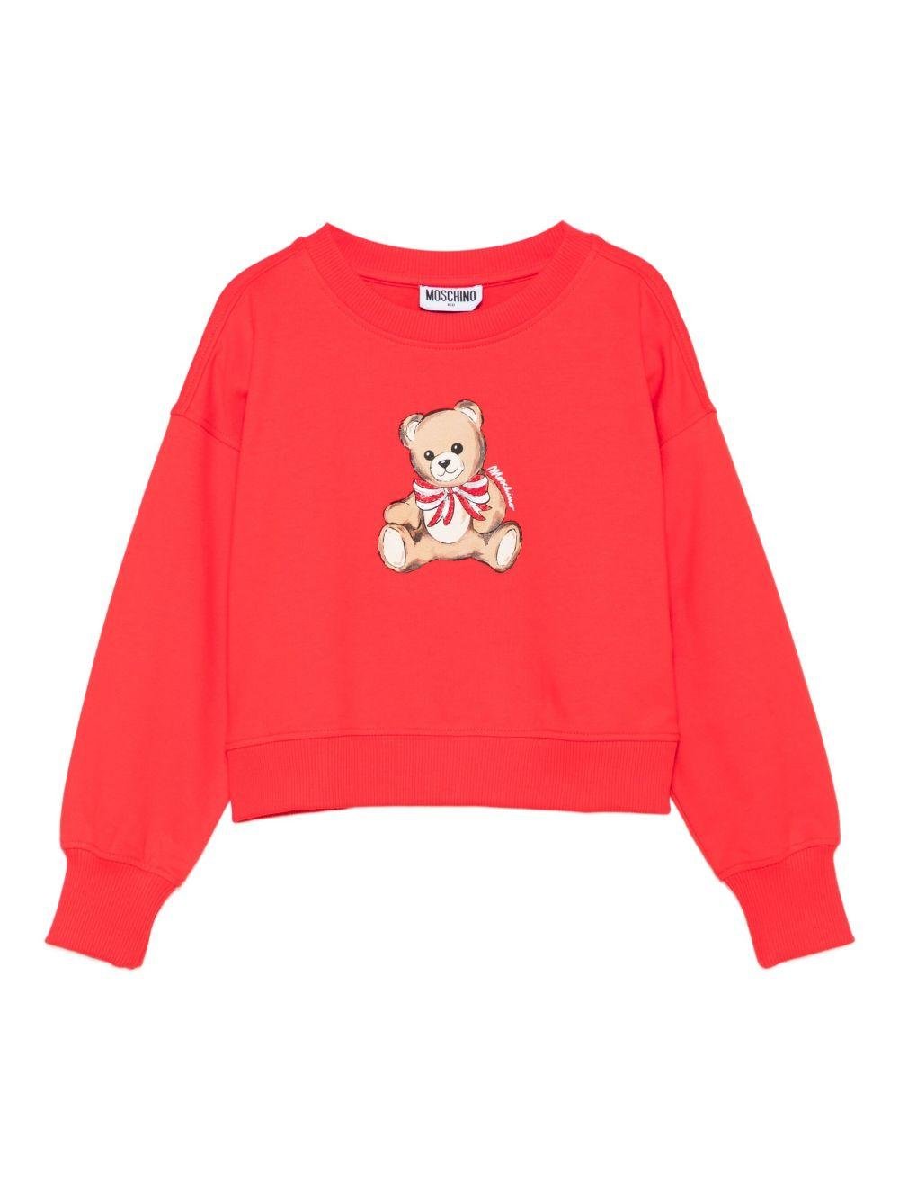 Felpa per bambina Moschino Kids rossa con stampa orso - Rubino Kids