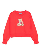 Felpa per bambina Moschino Kids rossa con stampa orso - Rubino Kids