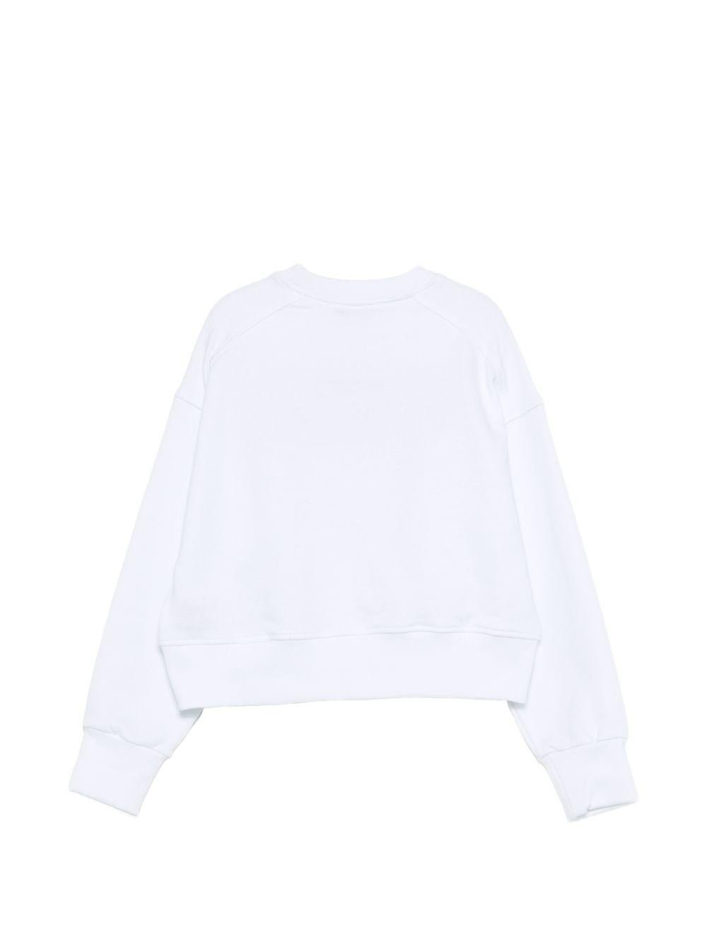 Felpa per bambina MSGM Kids bianca con applicazione logo - Rubino Kids