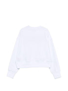 Felpa per bambina MSGM Kids bianca con applicazione logo - Rubino Kids