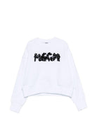 Felpa per bambina MSGM Kids bianca con applicazione logo - Rubino Kids