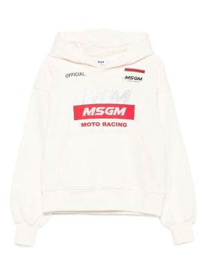 MSGM Kids white sweatshirt for girls with classic hood