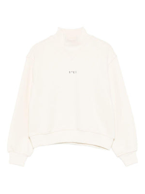 MSGM Kids white sweatshirt for girls with high neck
