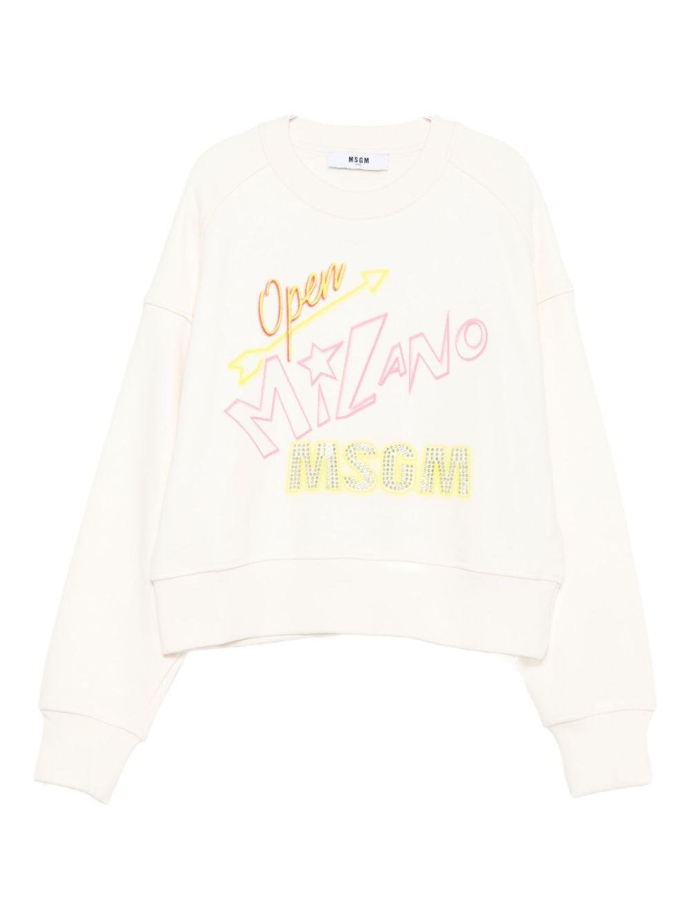 Felpa per bambina MSGM Kids bianco con logo sul davanti - Rubino Kids