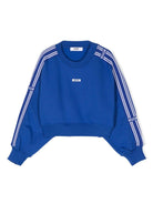 Felpa per bambina MSGM Kids blu con logo - nastro sulle maniche - Rubino Kids