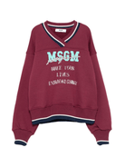 Felpa per bambina MSGM Kids bordeaux con bordi a contrasto - Rubino Kids