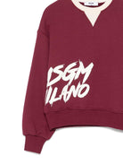 Felpa per bambina MSGM Kids bordeaux con scollo a V - Rubino Kids