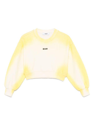 Felpa per bambina MSGM Kids giallo con stampa con logo sul petto