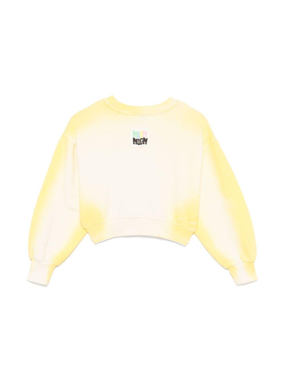 Felpa per bambina MSGM Kids giallo con stampa con logo sul petto - Rubino Kids