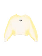 Felpa per bambina MSGM Kids giallo con stampa con logo sul petto - Rubino Kids