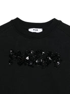 Felpa per bambina MSGM Kids nera con applicazione logo - Rubino Kids