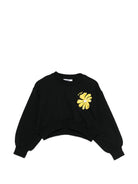 Felpa per bambina MSGM Kids nera con applicazione logo - Rubino Kids