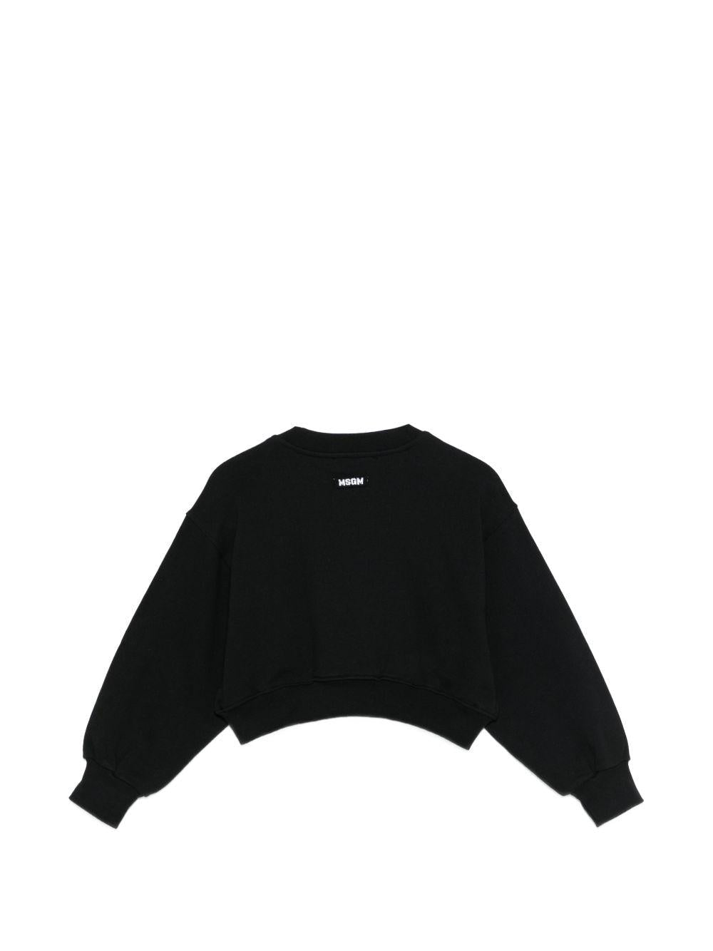 Felpa per bambina MSGM Kids nera con applicazione logo - Rubino Kids