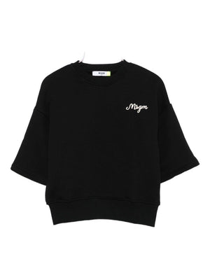 MSGM Kids black sweatshirt for girls with logo