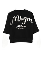 Felpa per bambina MSGM Kids nera con logo - Rubino Kids