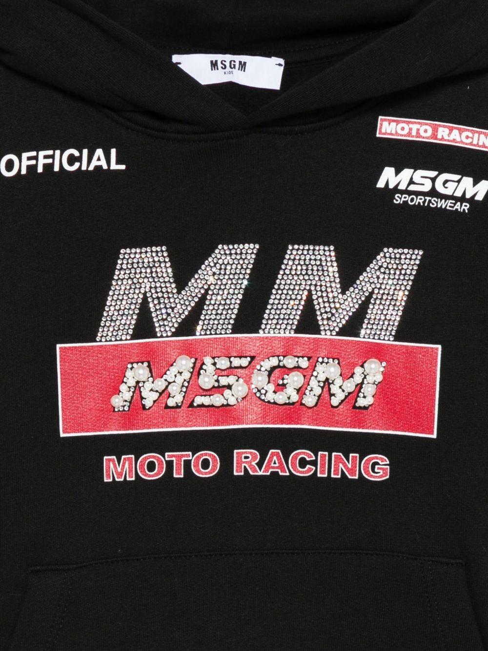 Felpa per bambina MSGM Kids nera impreziosita da cristalli - Rubino Kids