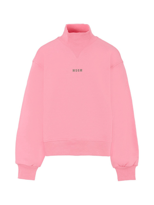 MSGM Kids pink sweatshirt for girls with high neck
