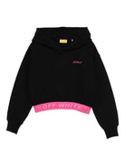 Felpa per bambina Off - White Kids nera con cappuccio e ricamo con logo - Rubino Kids