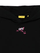 Felpa per bambina Off - White Kids nera con cappuccio e stampa con logo - Rubino Kids