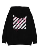 Felpa per bambina Off - White Kids nera con cappuccio e stampa con logo - Rubino Kids