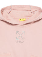 Felpa per bambina Off - White Kids rosa con cappuccio e stampa con logo - Rubino Kids