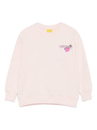Felpa per bambina Off - White Kids rosa con grafica e orlo a coste - Rubino Kids