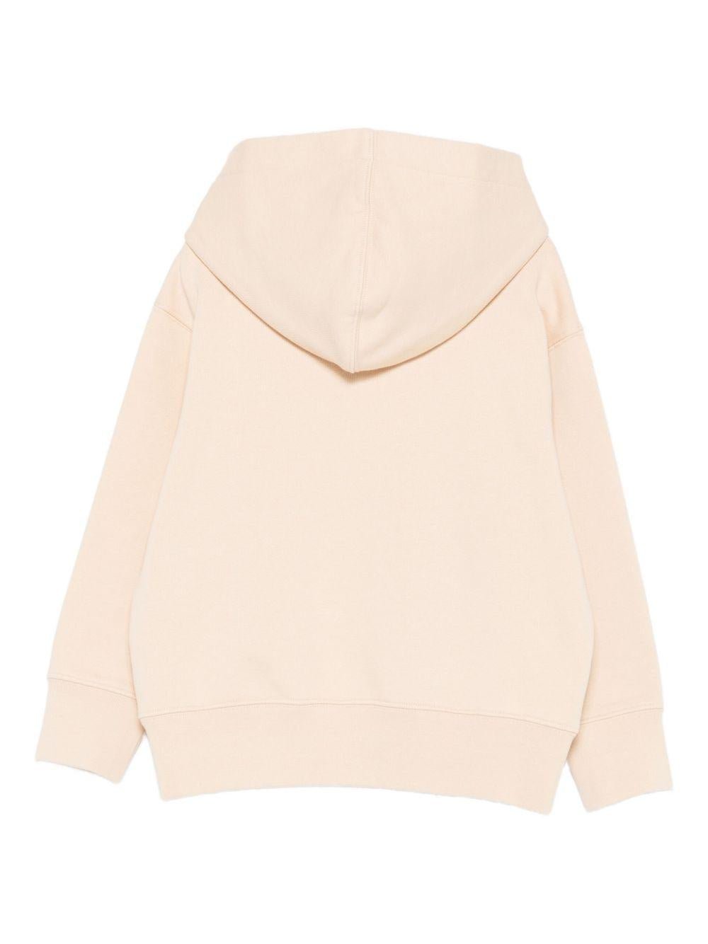 Felpa per bambina Palm Angels Kids beige con stampa Teddy e cappuccio - Rubino Kids