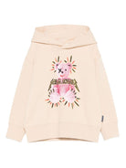 Felpa per bambina Palm Angels Kids beige con stampa Teddy e cappuccio - Rubino Kids